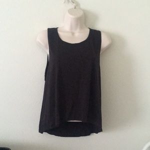 Athleta black crop loose top high to low flowy yoga shirt